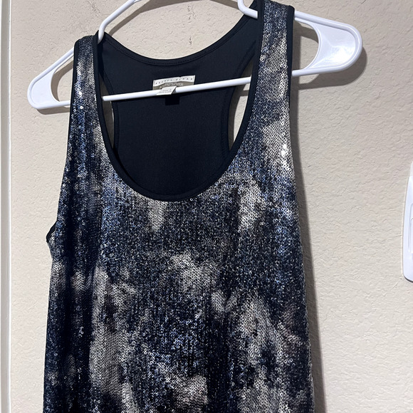 Boston Proper Andrea Behar Mini Dress Black Grey all over Sequins NYE sz M - Picture 2 of 8